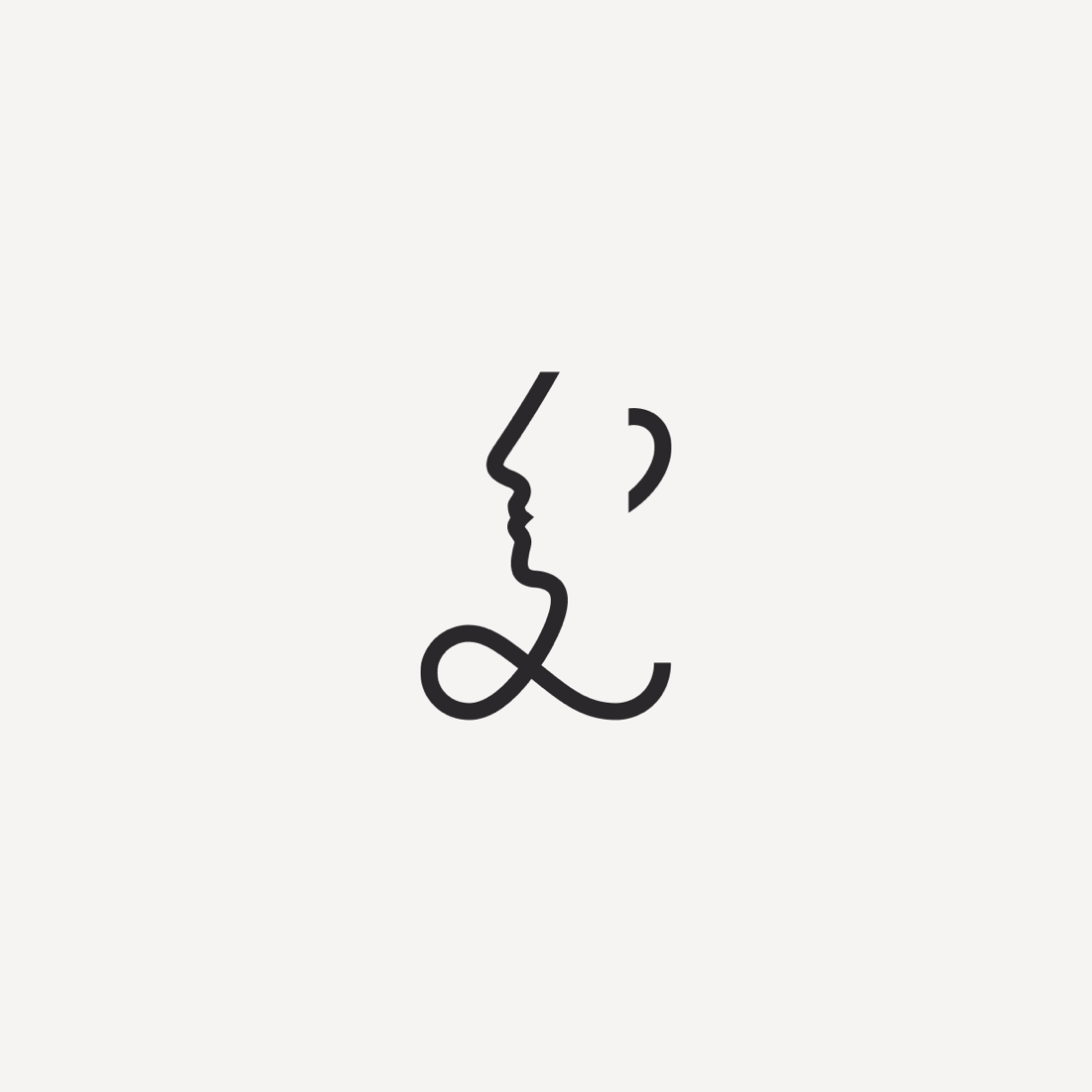 The finished Lorent mark — a face drawn in one line