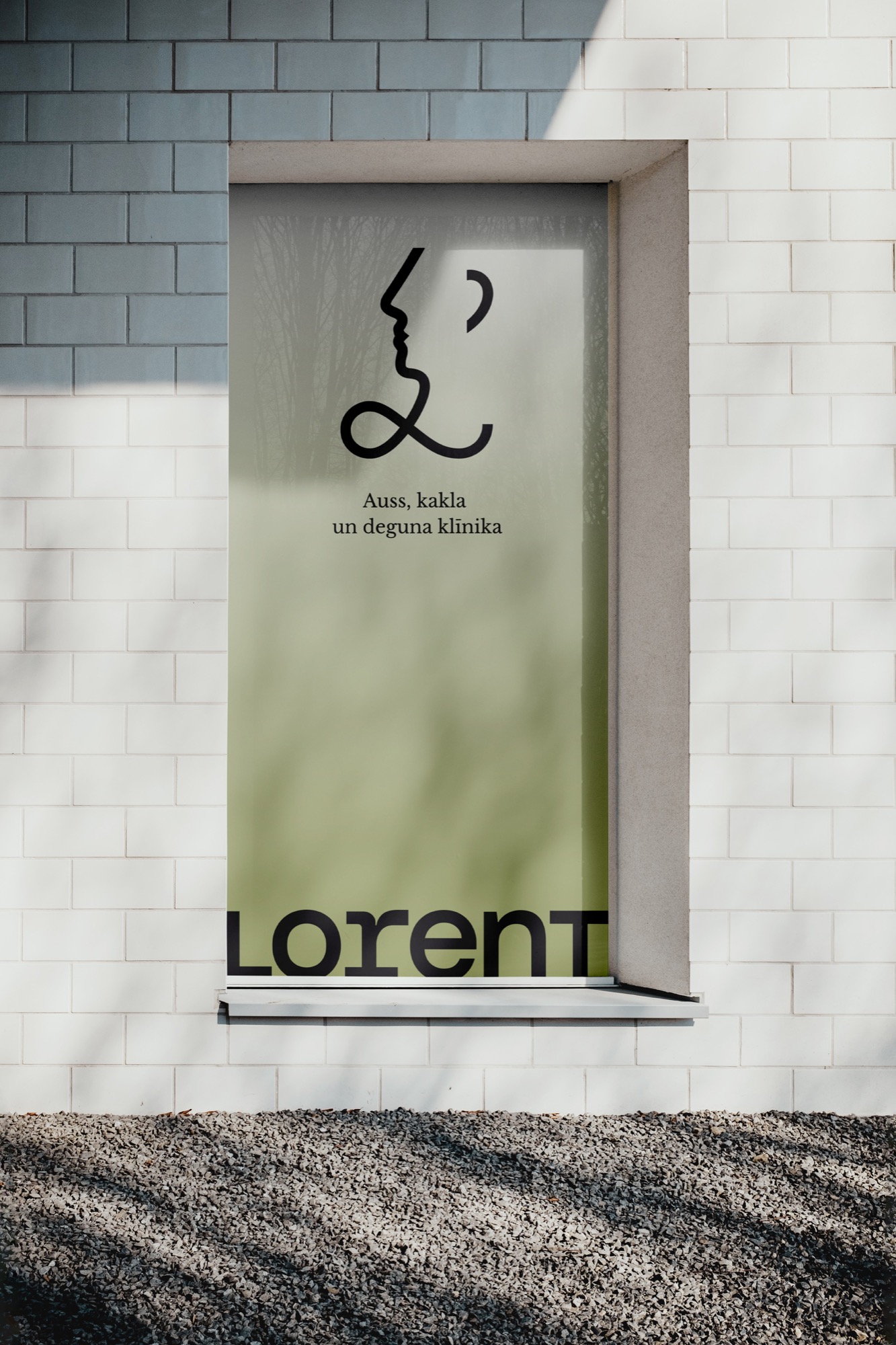Lorent window banner on a clinic façade