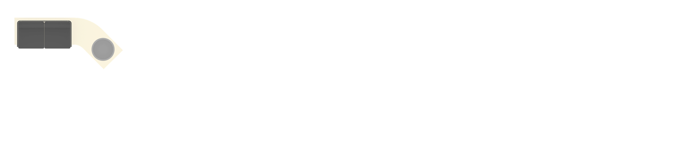 Top view — the seating ribbon beginning to curve