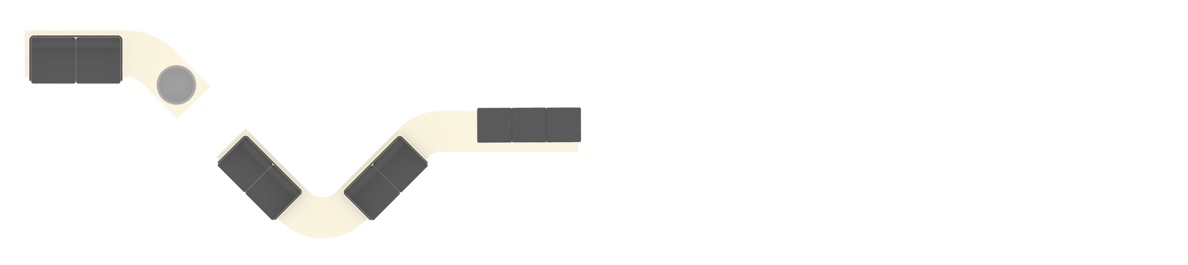 Top view — the ribbon extending along the corridor